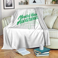 Mental Health Matters Awareness Throw Blanket Support Squad Green Ribbon