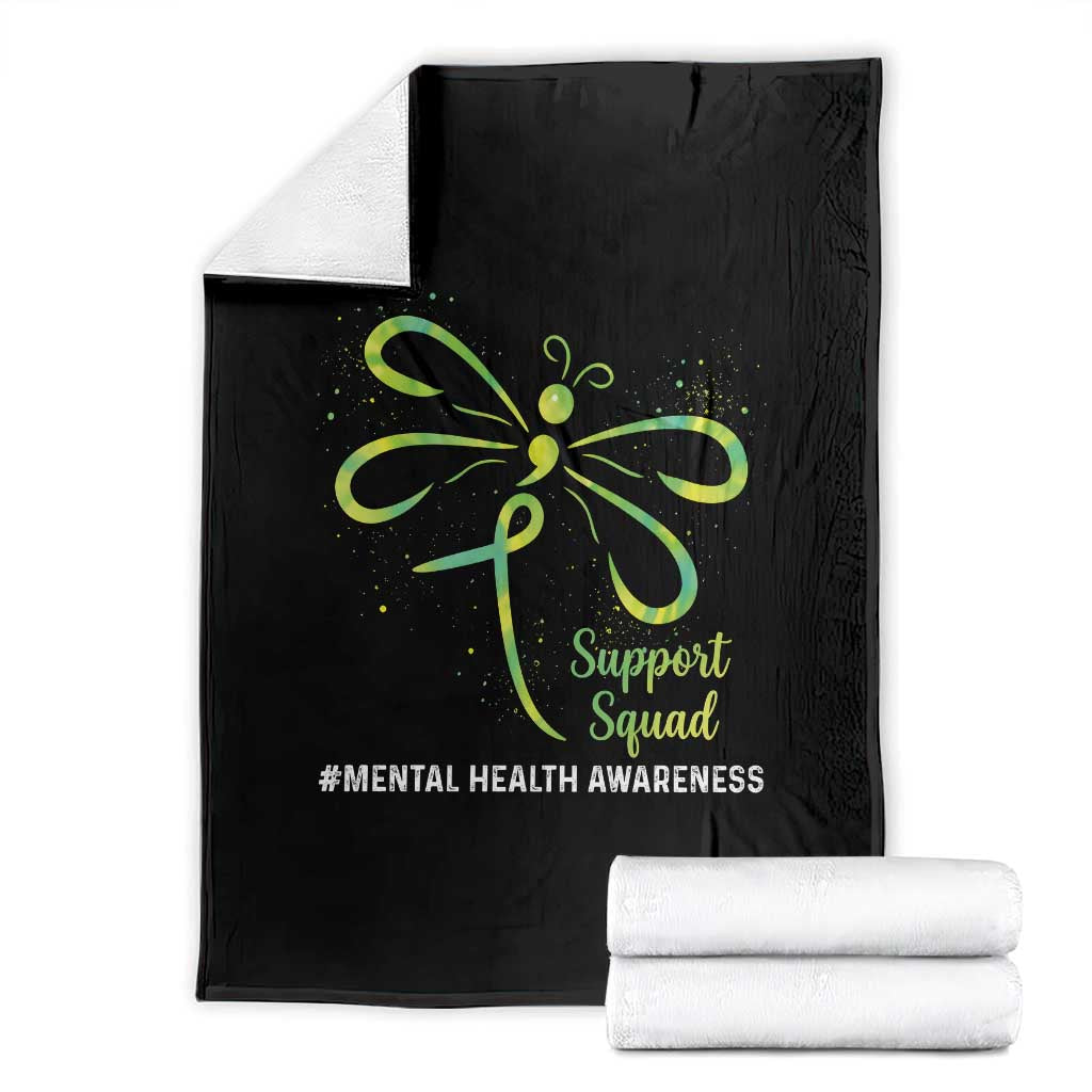 Mental Health Awarenes Throw Blanket Support Squad Green Ribbon