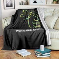 Mental Health Awarenes Throw Blanket Support Squad Green Ribbon