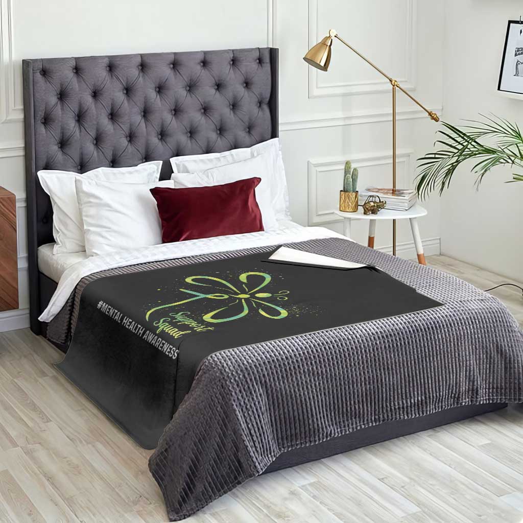 Mental Health Awarenes Throw Blanket Support Squad Green Ribbon