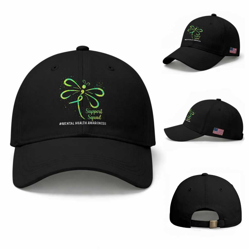 Mental Health Awarenes Baseball Cap Support Squad Green Ribbon