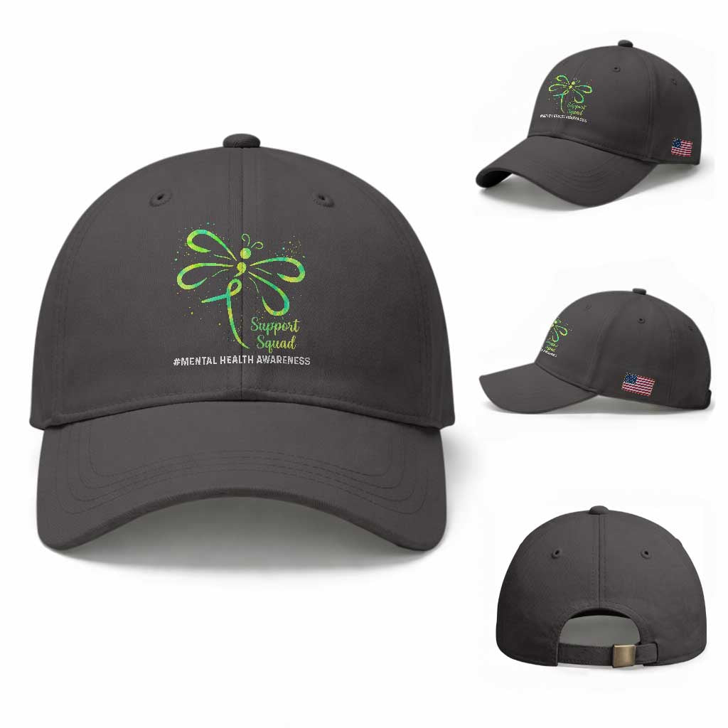 Mental Health Awarenes Baseball Cap Support Squad Green Ribbon