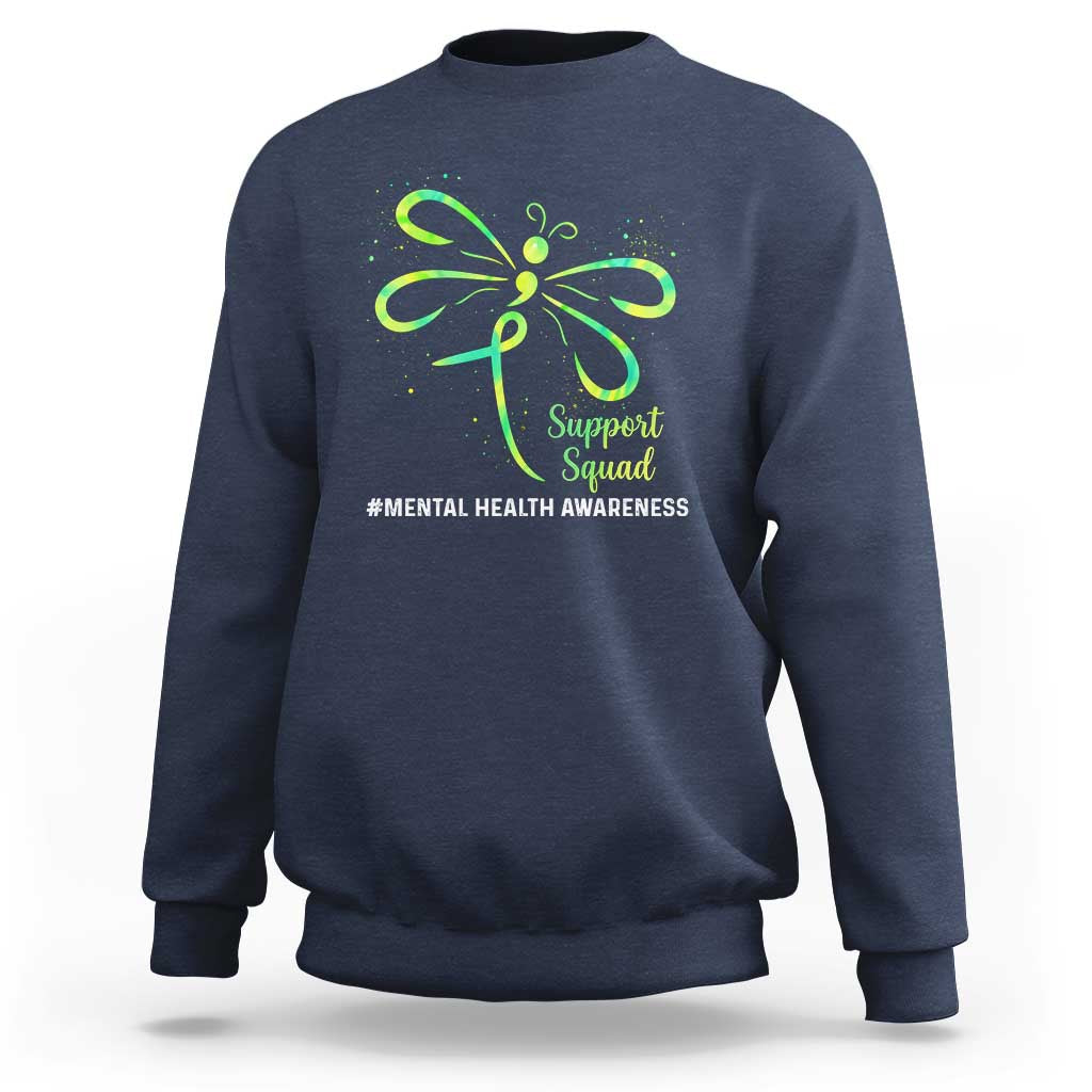 Mental Health Awarenes Sweatshirt Support Squad Green Ribbon