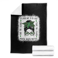 Mental Health Matters Throw Blanket Messy Bun Green Ribbon Support