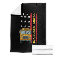 Patriotic School Bus Driver USA American Flag Throw Blanket
