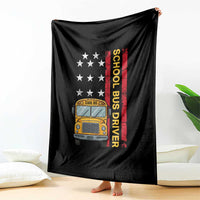 Patriotic School Bus Driver USA American Flag Throw Blanket