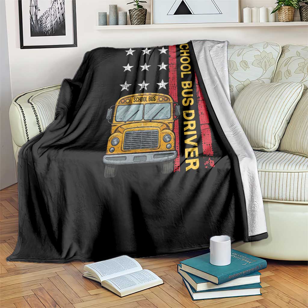 Patriotic School Bus Driver USA American Flag Throw Blanket