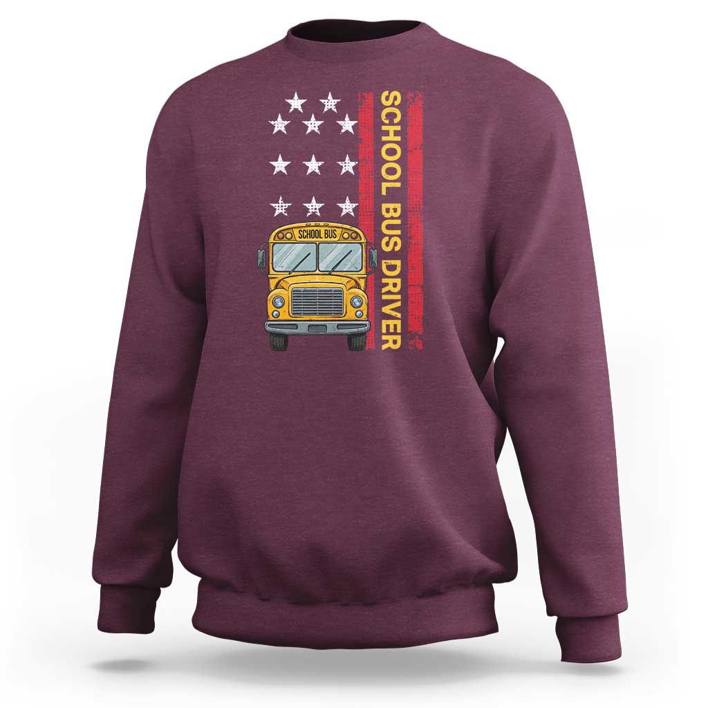 Patriotic School Bus Driver USA American Flag Sweatshirt