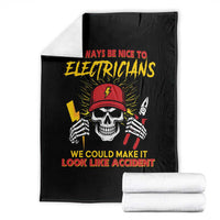 Funny Electrician Skull Throw Blanket Electrical Engineer Electricity Lineman - Wonder Print Shop