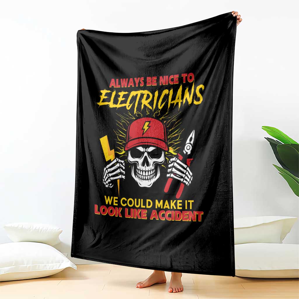 Funny Electrician Skull Throw Blanket Electrical Engineer Electricity Lineman - Wonder Print Shop