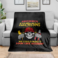 Funny Electrician Skull Throw Blanket Electrical Engineer Electricity Lineman - Wonder Print Shop