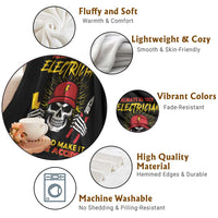 Funny Electrician Skull Throw Blanket Electrical Engineer Electricity Lineman - Wonder Print Shop