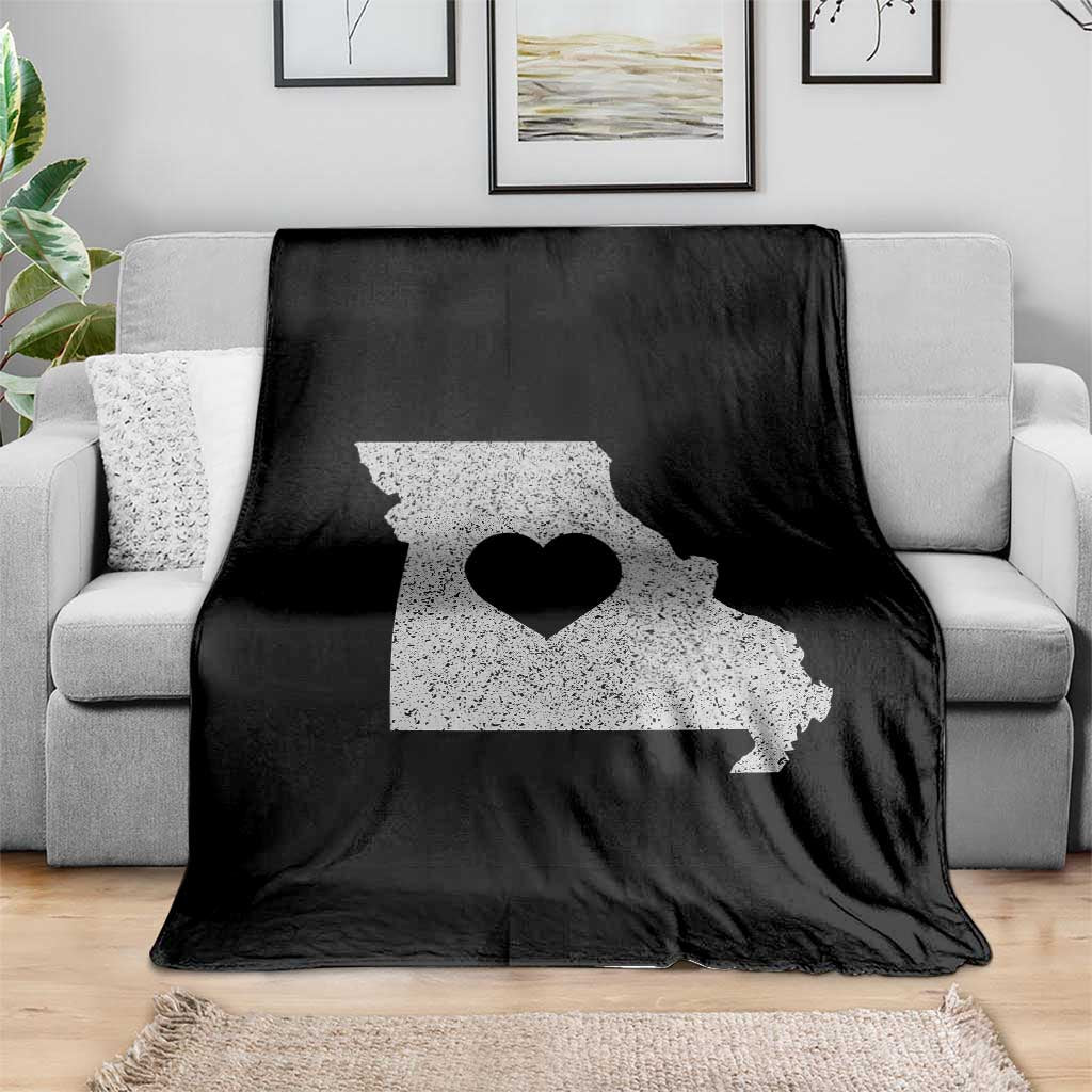 Missouri Home Distressed Missouri State Map with Heart Throw Blanket