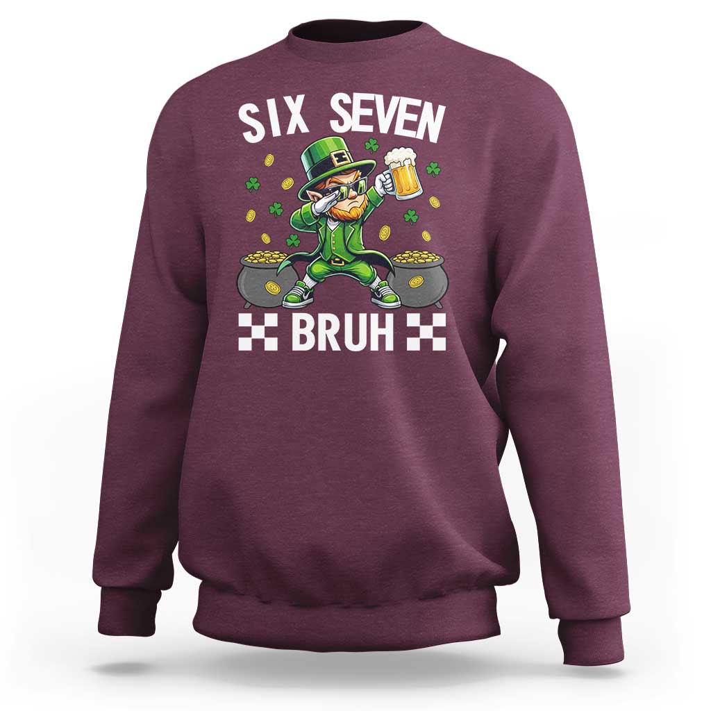 67 Bruh St Patricks Day Sweatshirt Funny Six Seven Leprechaun Bruh Meme