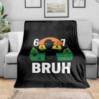 67 Bruh St Patricks Day Throw Blanket Funny Six Seven Boys Kids Meme