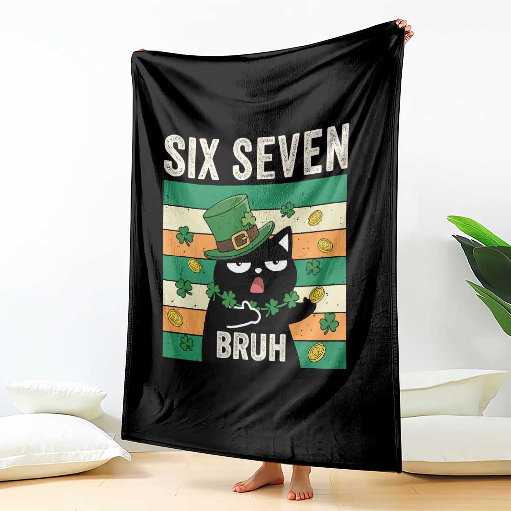 67 Bruh St Patricks Day Throw Blanket Funny Cat Bruh Six Seven Meme