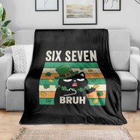 67 Bruh St Patricks Day Throw Blanket Funny Cat Bruh Six Seven Meme