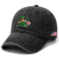 67 St Patricks Day Washed Cotton Baseball Cap Funny Six Seven Leprechaun Playing Baseball Meme