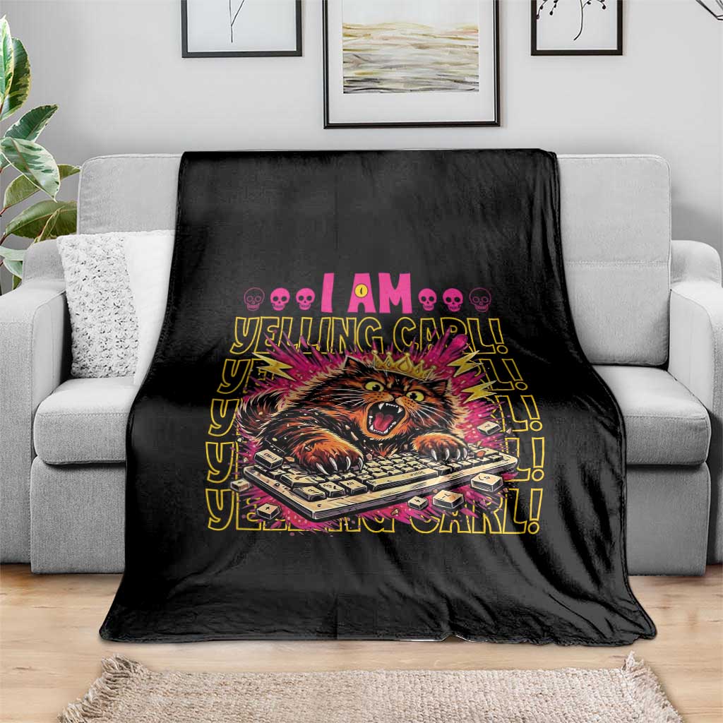 Funny I Am Yelling Carl Donut Cat Meme Throw Blanket