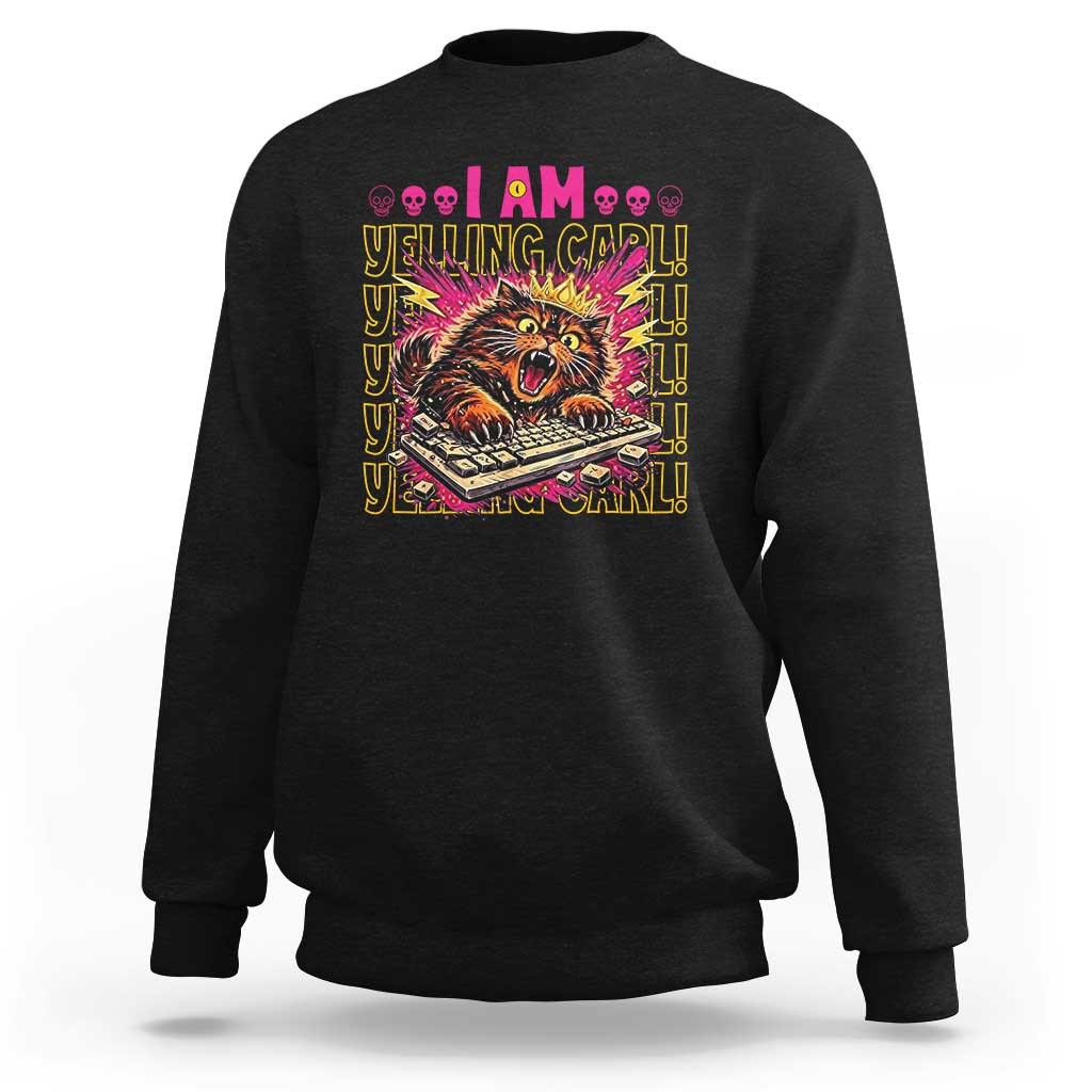 Funny I Am Yelling Carl Donut Cat Meme Sweatshirt