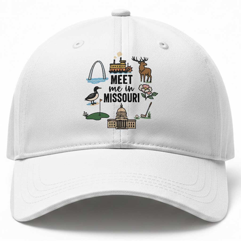 Meet Me in Missouri State Map Souvenir Baseball Cap