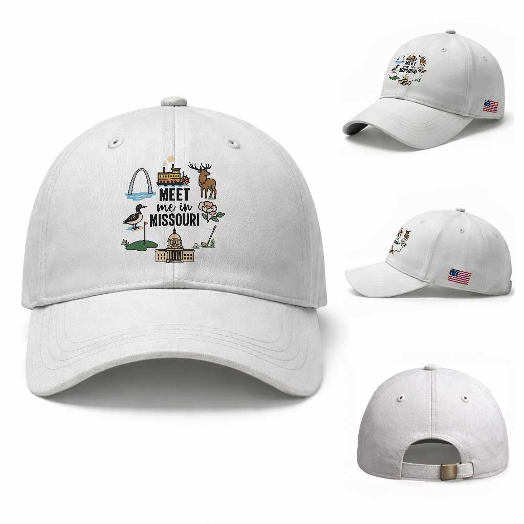 Meet Me in Missouri State Map Souvenir Baseball Cap