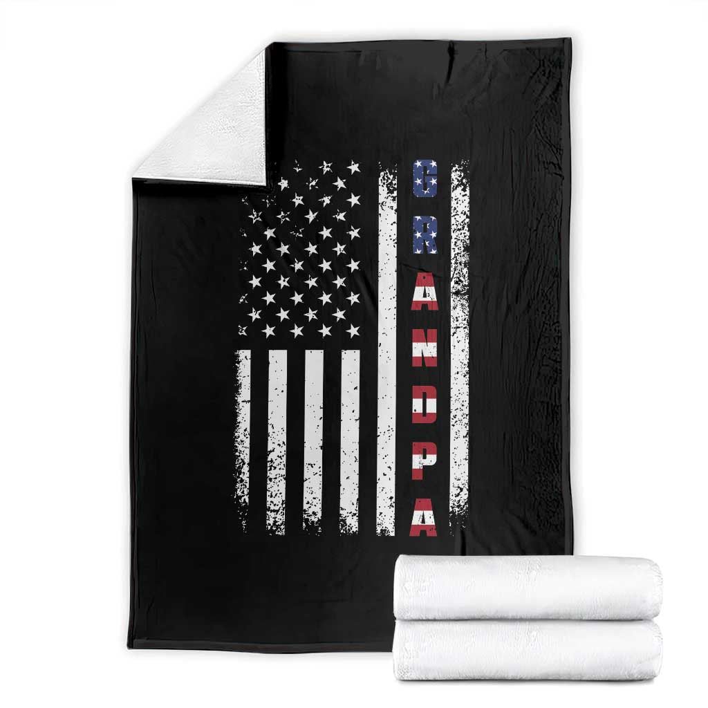 Grandpa Vintage USA Flag Patriotic 4th of July Throw Blanket
