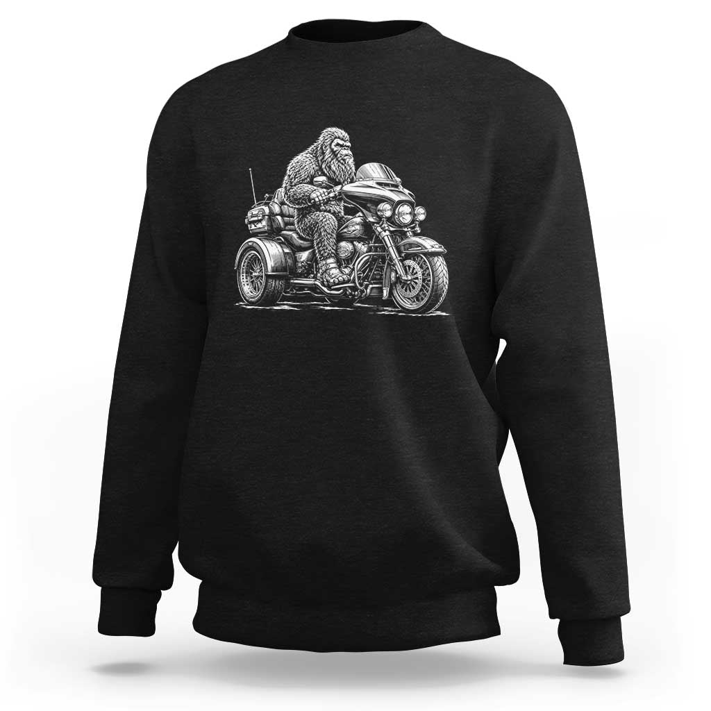 Bigfoot Riding Motorcycle Three Wheeled Trike Sasquatch Sweatshirt