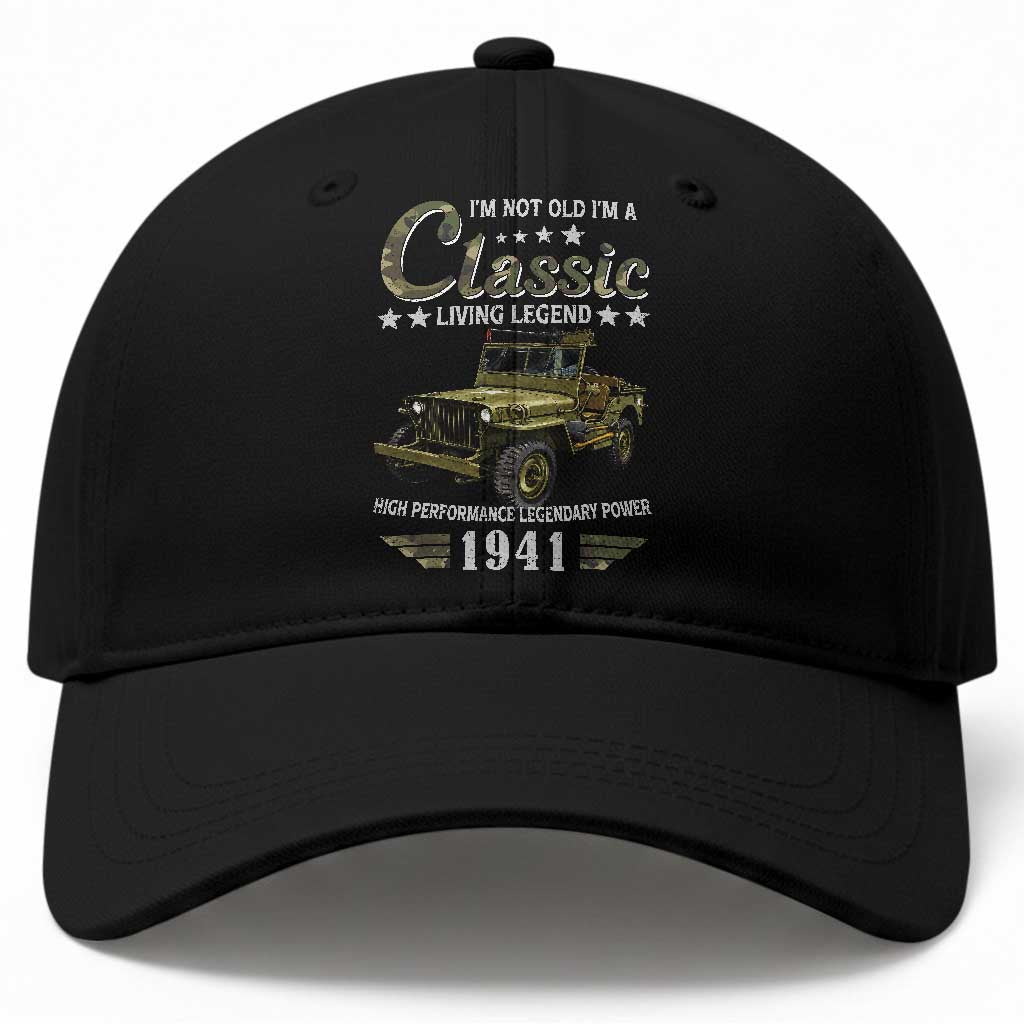 85th Birthday Classic Car For Legends Born In 1941 Baseball Cap Vintage WWII Military Vehicle