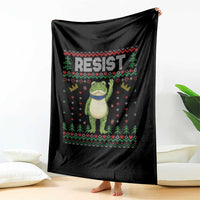 Resist Frog Throw Blanket Funny Portland Protest ICE Activist Meme 2025 - Wonder Print Shop