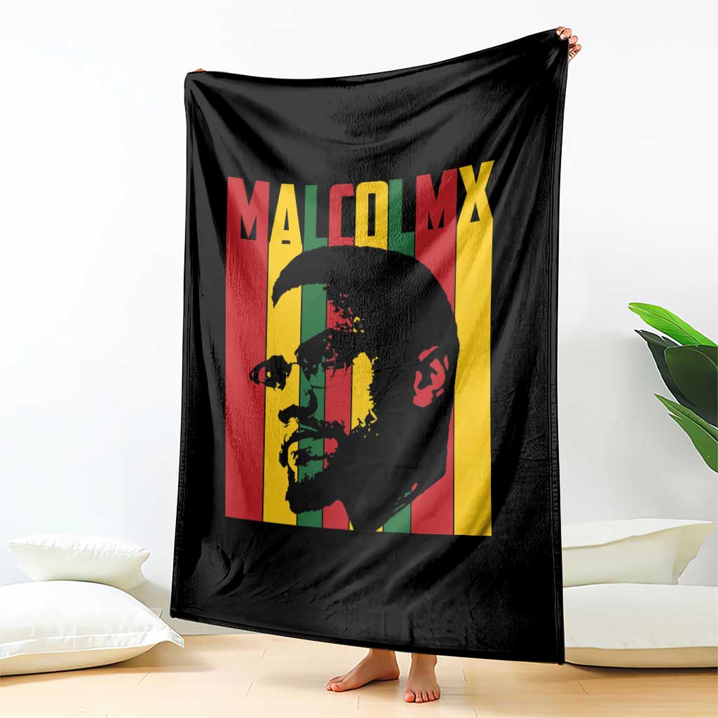 Malcolm X Throw Blanket Pan African Flag Black History - Wonder Print Shop