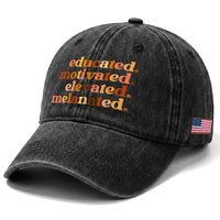 Black Pride Melanin Washed Cotton Baseball Cap Educated Motivated Elevated Melanated