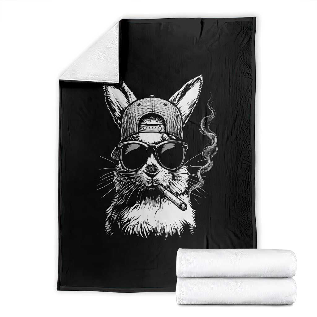 Funny Easter Bunny Smoking Meme Throw Blanket
