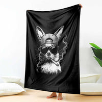 Funny Easter Bunny Smoking Meme Throw Blanket