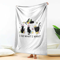 Funny Easter Black Cat Throw Blanket I Do What I Want