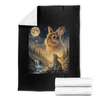 Easter Bunny Howling to the Moon Vintage Throw Blanket