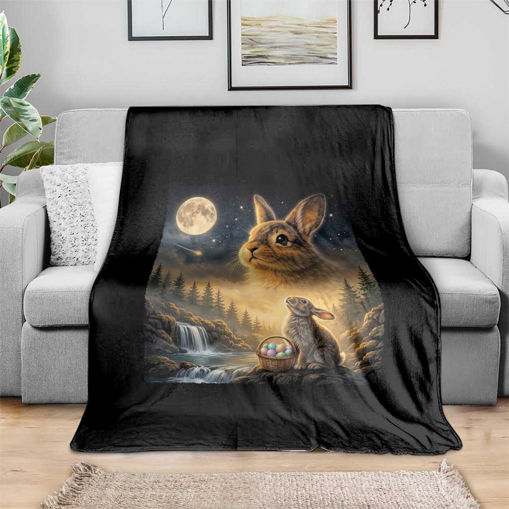 Easter Bunny Howling to the Moon Vintage Throw Blanket