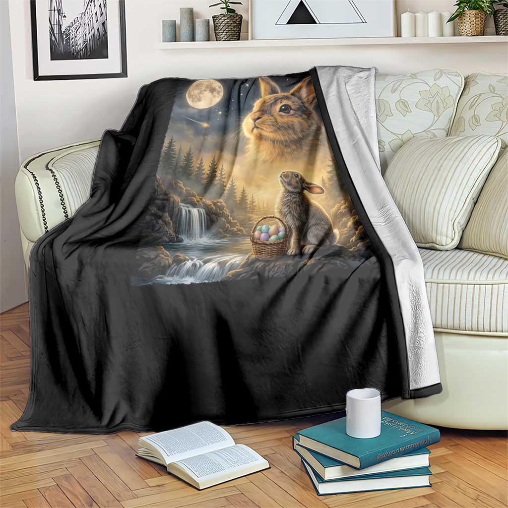 Easter Bunny Howling to the Moon Vintage Throw Blanket