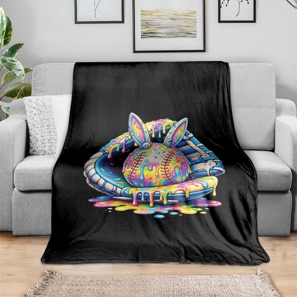 Baseball Easter Throw Blanket Drip Ice Cream Sprinkles Baseball Glove