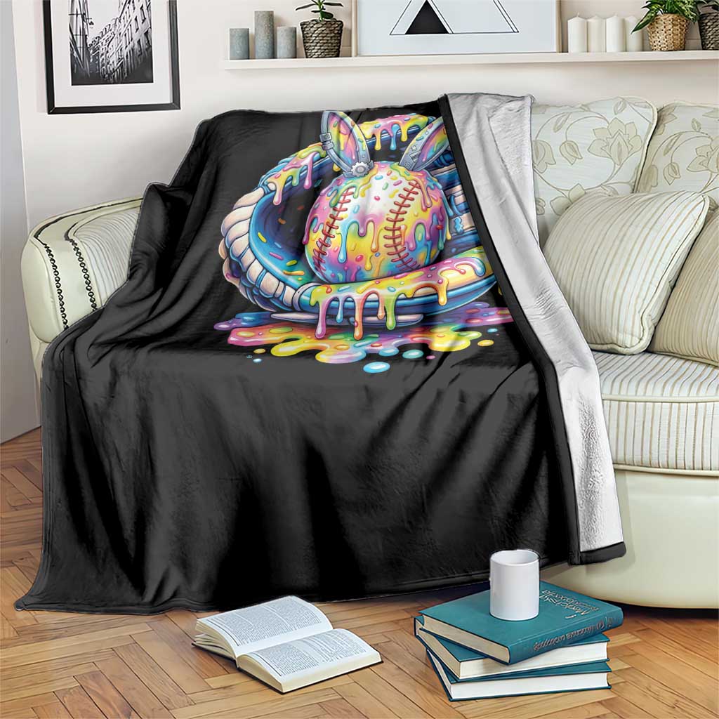 Baseball Easter Throw Blanket Drip Ice Cream Sprinkles Baseball Glove