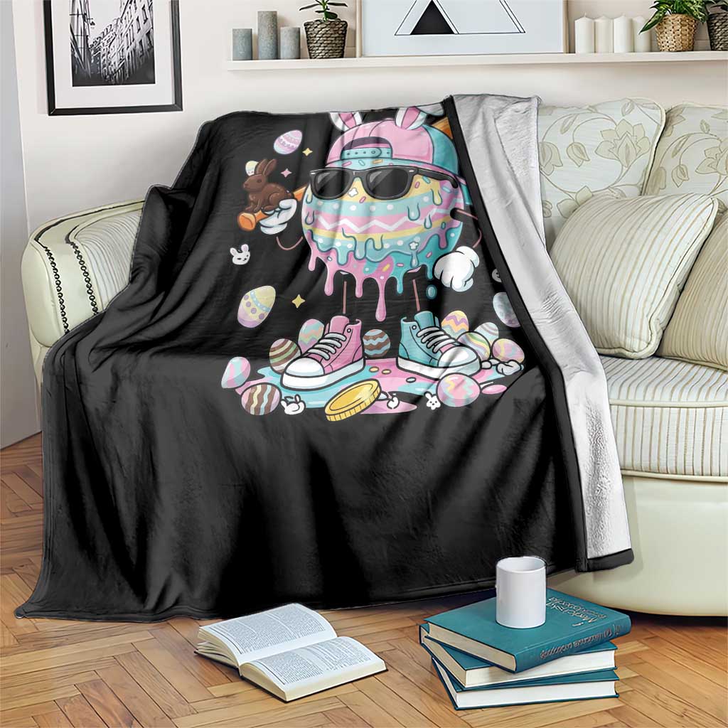 Funny Baseball Easter Throw Blanket Drip Ice Cream Bunny Easter