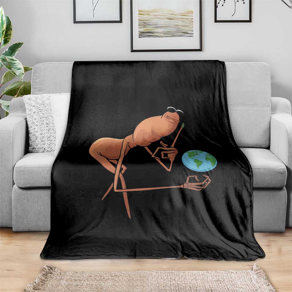 Happy Earth Day Throw Blanket Funny Marcus The Worm Eco Friendly