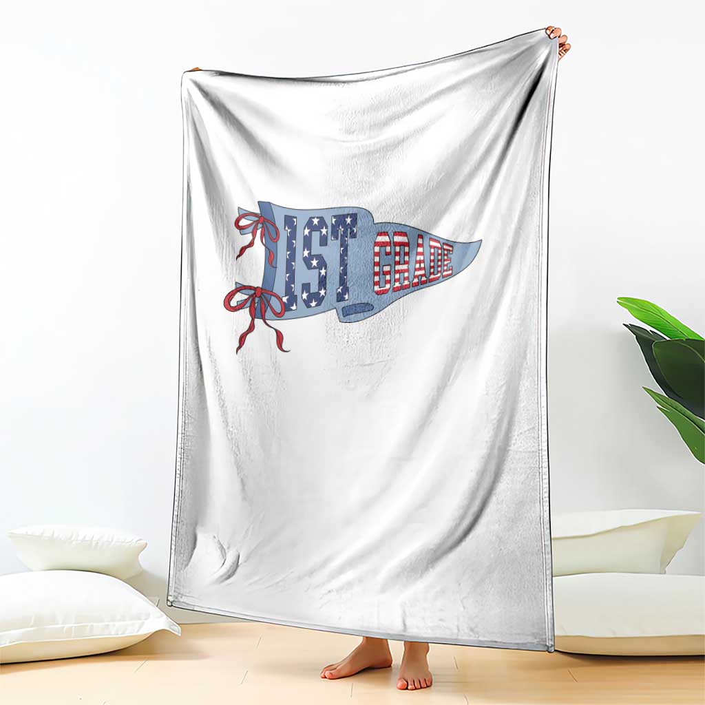 1st Grade Teacher Pennant US Flag Back to School Throw Blanket