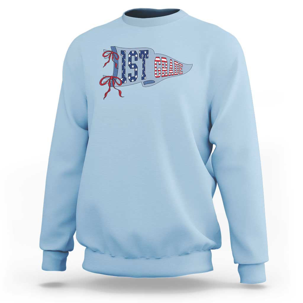 1st Grade Teacher Pennant US Flag Back to School Sweatshirt