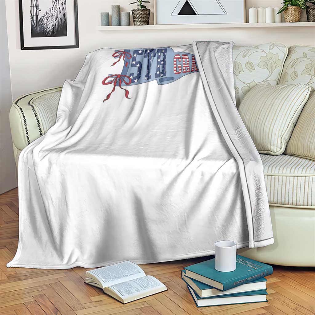 5th Grade Teacher Pennant US Flag Back to School Throw Blanket