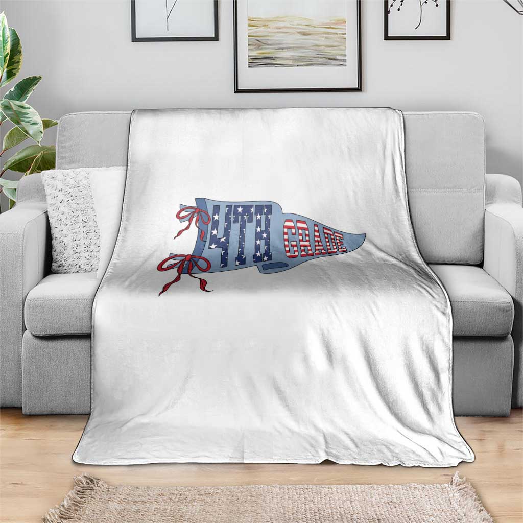4th Grade Teacher Pennant US Flag Back to School Throw Blanket