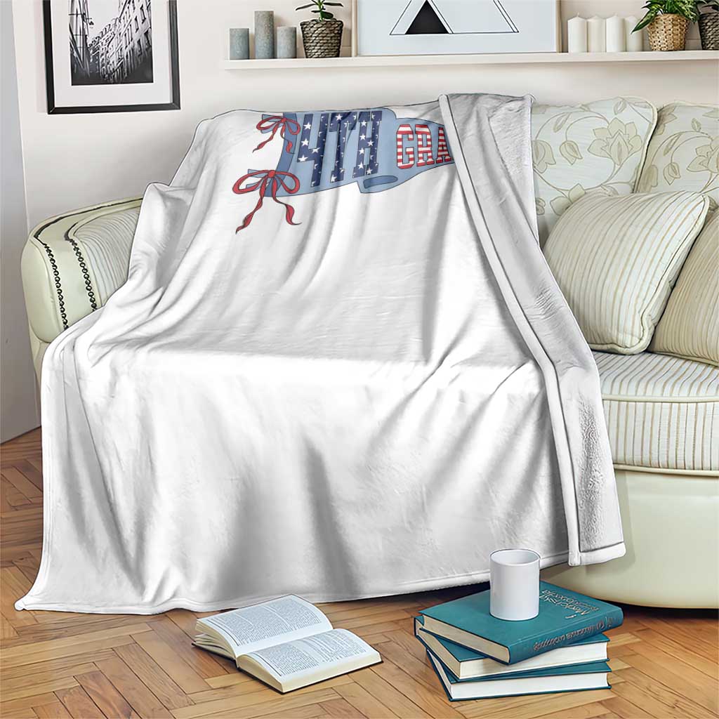 4th Grade Teacher Pennant US Flag Back to School Throw Blanket