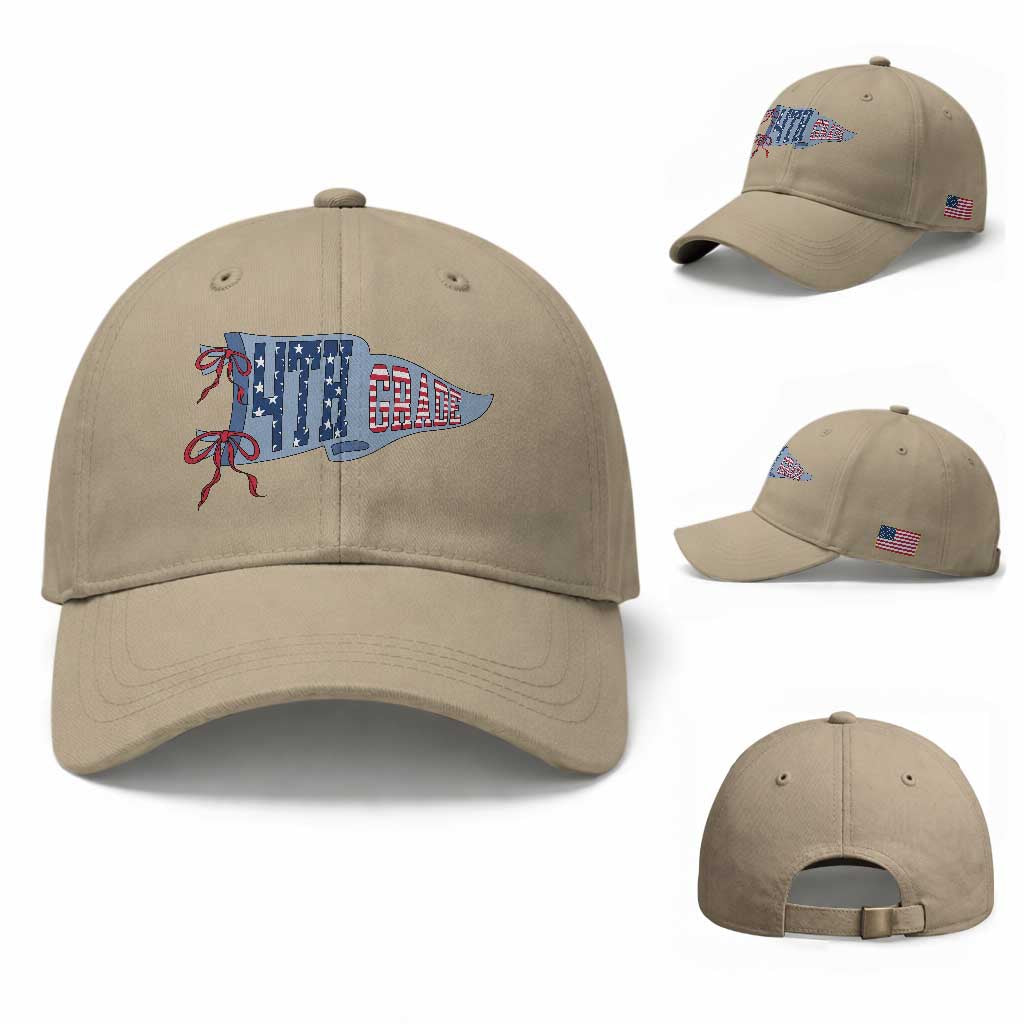 4th Grade Teacher Pennant US Flag Back to School Baseball Cap
