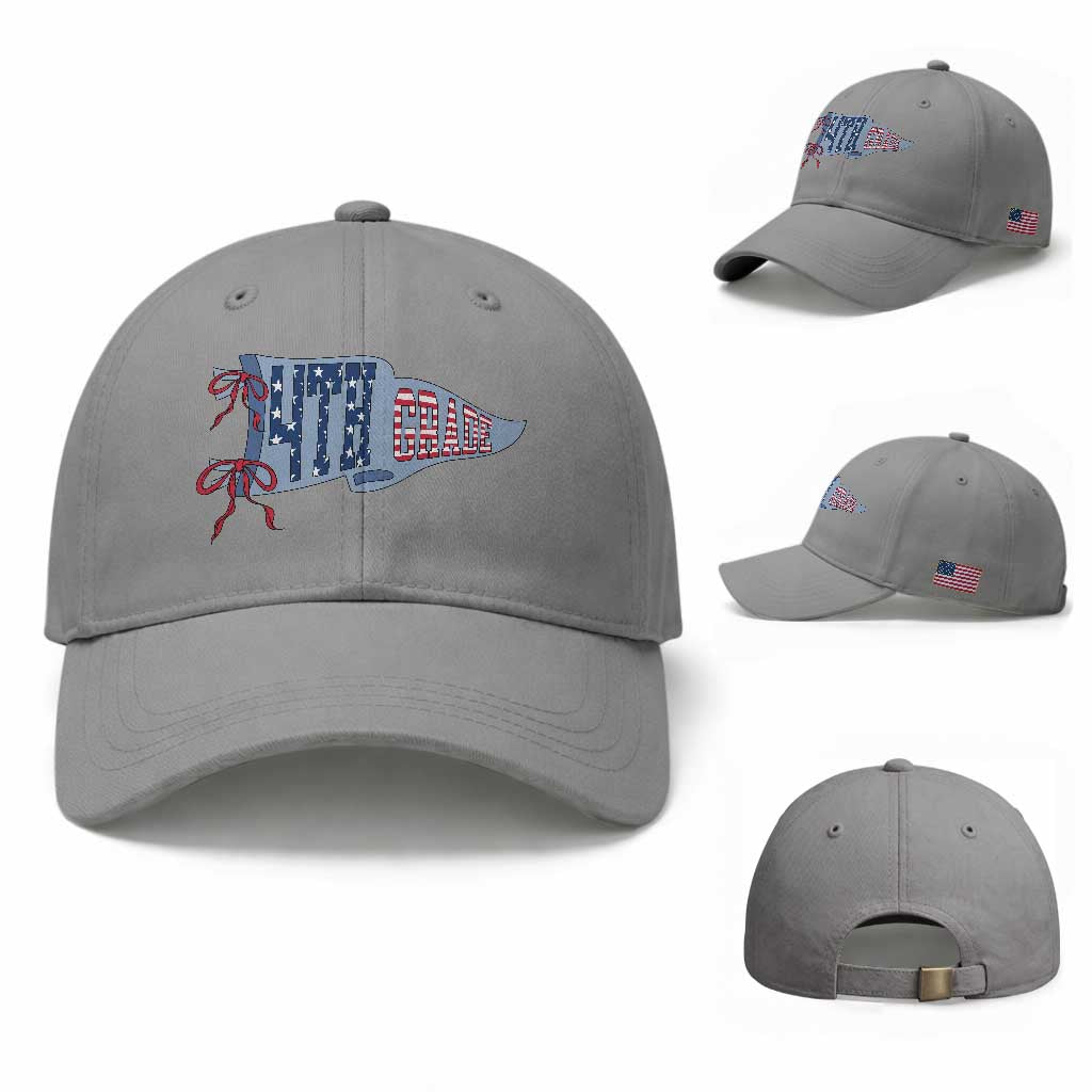 4th Grade Teacher Pennant US Flag Back to School Baseball Cap