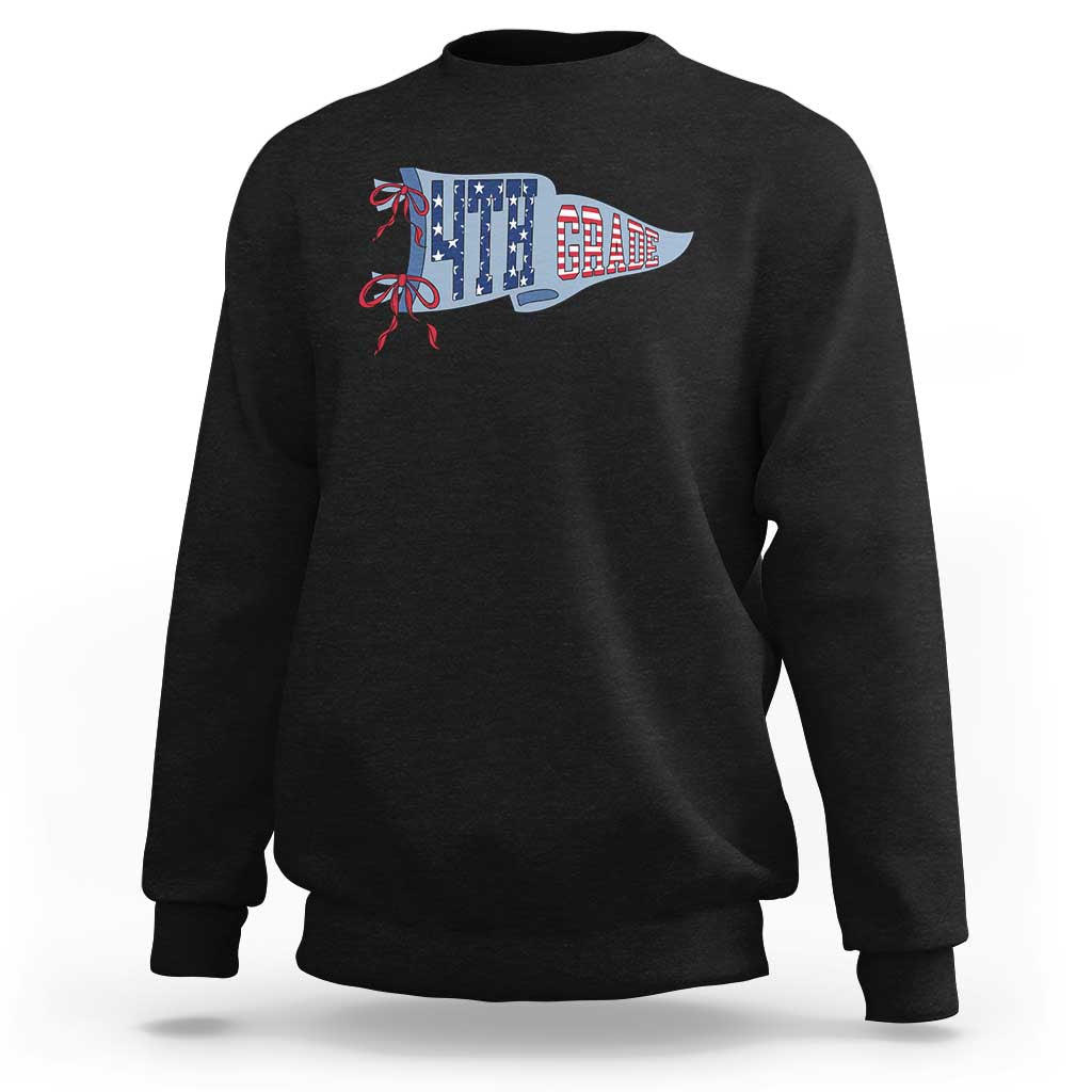4th Grade Teacher Pennant US Flag Back to School Sweatshirt